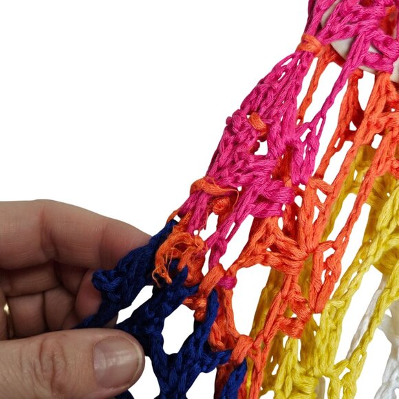 Crochet Bohemian Rainbow Tunic Round Mandala Design 3/4 Sleeves Grandmacore S - Picture 5 of 9